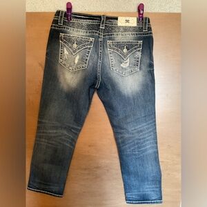Miss Me Women's Washed Blue Distressed Ankle Jeans